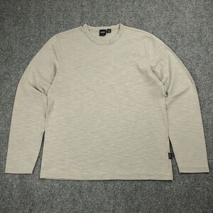 Hugo Boss Long Sleeve T Shirt Mens Medium Neutral Earthtone Beige Cotton